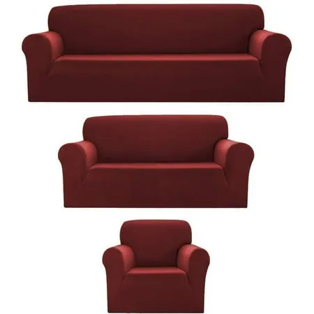 Sapphire Home 3-Piece Slipcover Set for Sofa Loveseat Couch Arm Chair, Form Fit