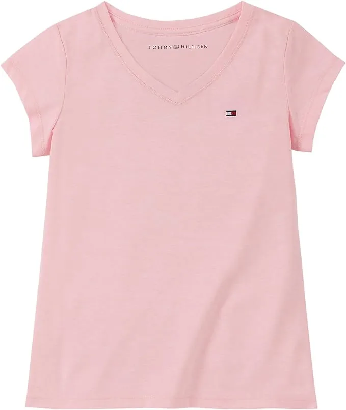 Tommy Hilfiger Girl's Short Sleeve Solid V-neck T-shirt