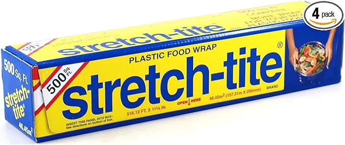 Stretch-tite Plastic Food Wrap, 500 Sq. Ft., 516.12-Ft. x 11.5/8-Inch Rolls (Pack of 4)