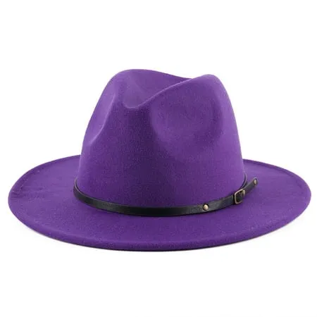 Western Cowboy Hat for Men Women Classic Fedora Hat with Buckle Belt (Size:M-L)