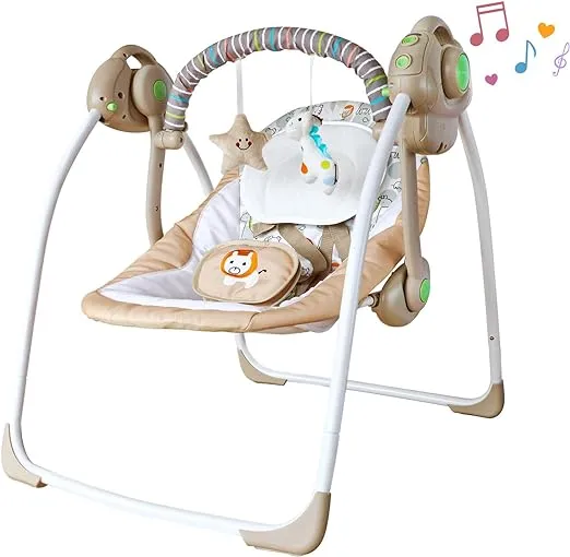 Duomilee Baby Electric Swing-Soothing Portable Swing with Intelligent Music Vibration Box-Comfort Swing for Infant Load Resistance: 6-25