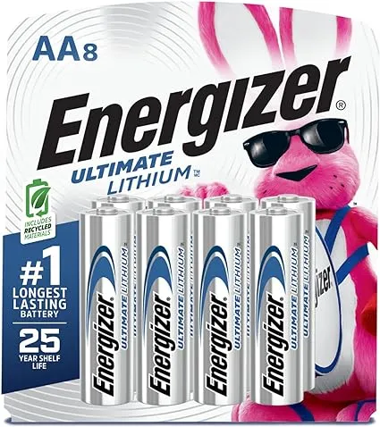 Energizer Ultimate Lithium AA Batteries (8-Pack), 1.5V Lithium Double A Batteries