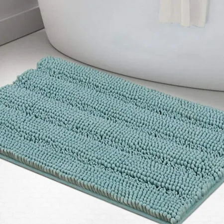 Turquoize Non Slip Shaggy Bathroom Rugs Blue Bath Rugs for Bathroom Chenille Bath Rugs for Bathroom 1 Piece Bath Mat Set Super Absorbent Shower Rug for Tub Mats