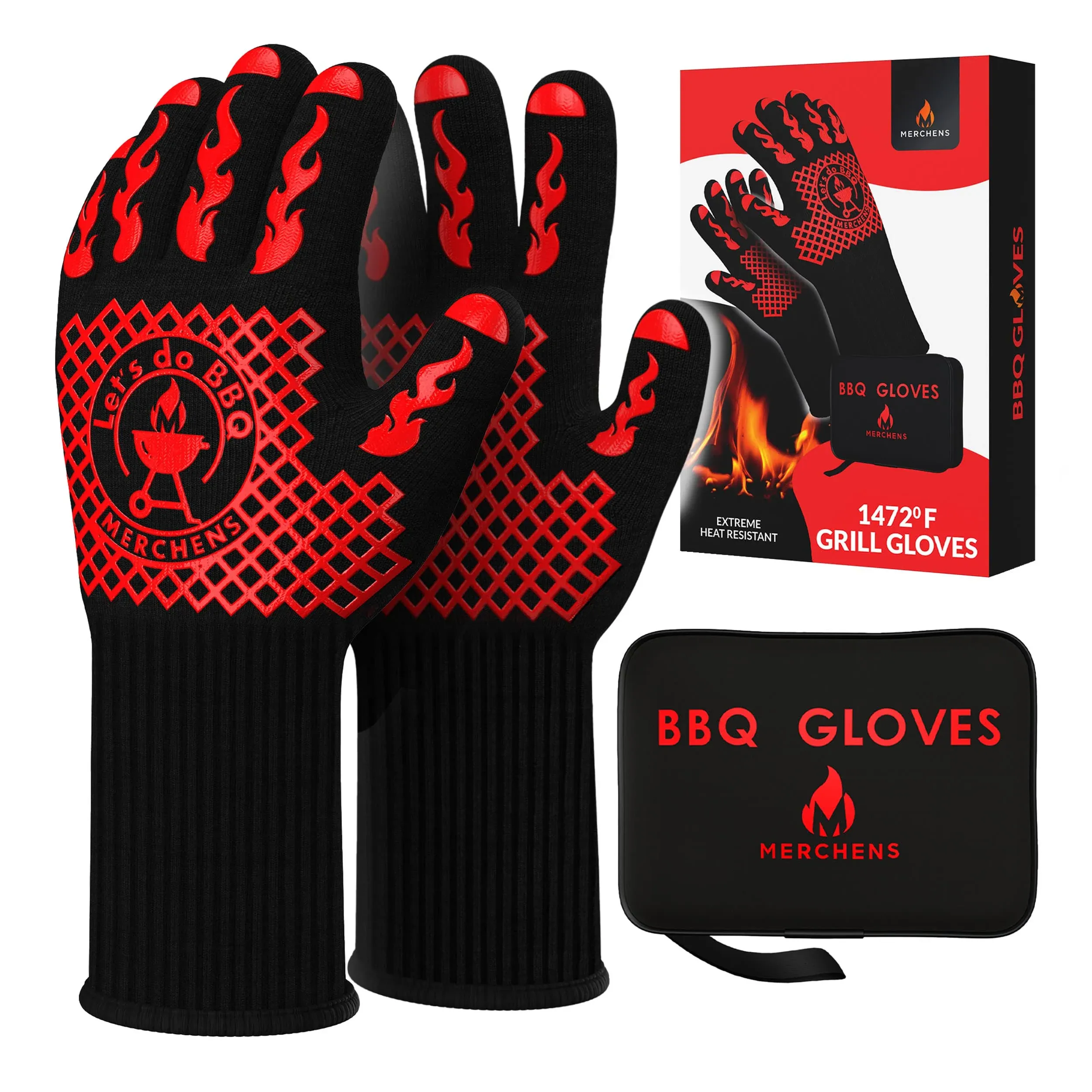 Pro-Series BBQ Gloves - Heat Resistant Grill, Grilling, and Oven Gloves for ...