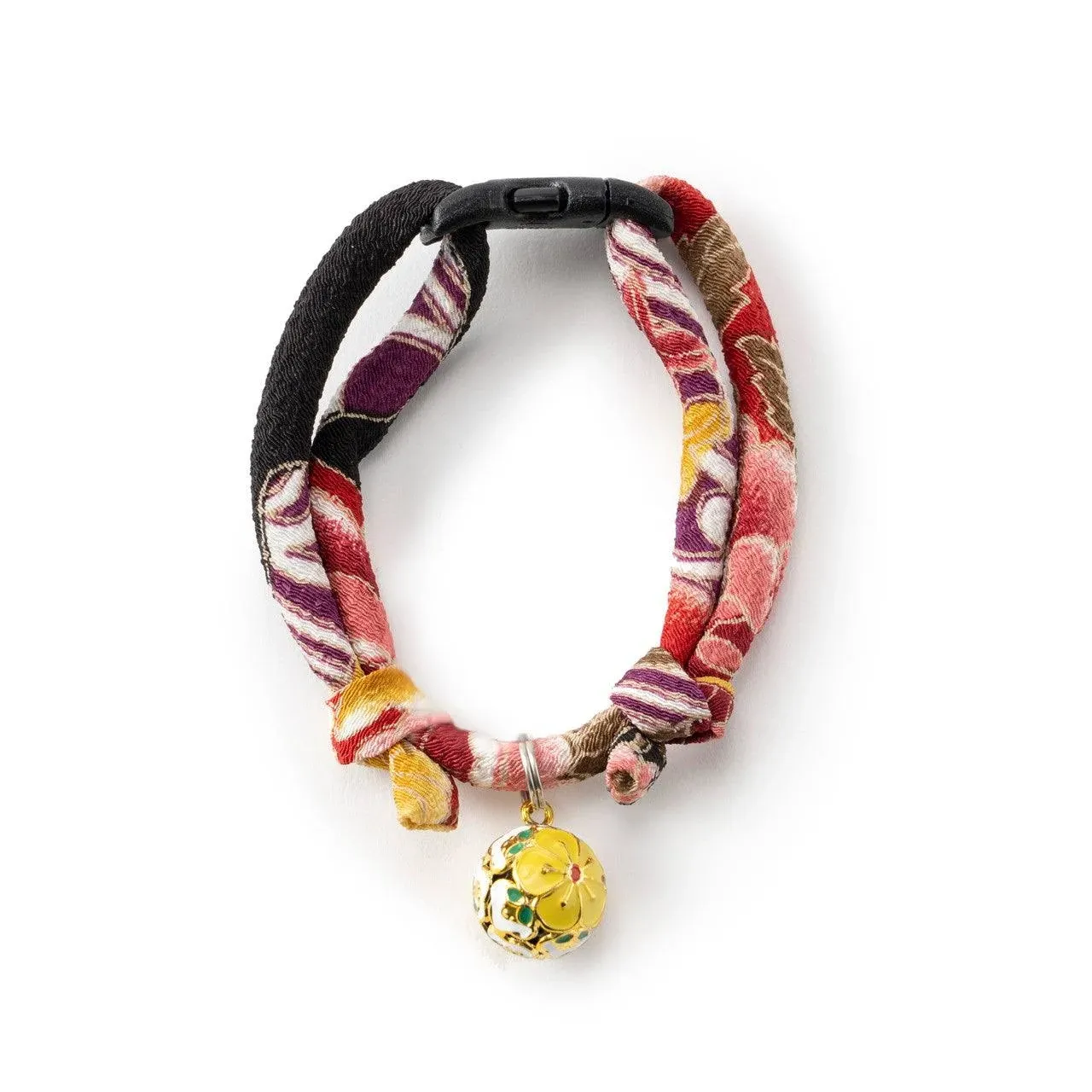 Necoichi Chirimen Plum Blossom Cat Collar (Blue)