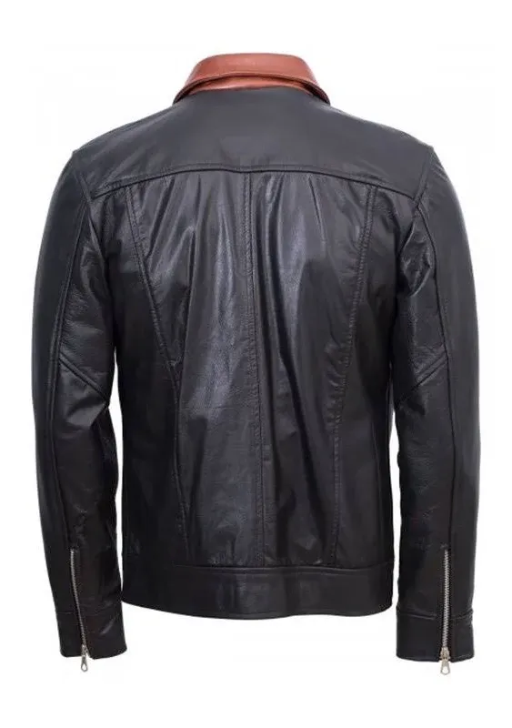 Paragonjackets Men’s Vintage Trucker Leather Jacket - Real Leather