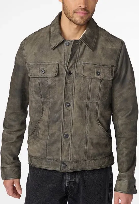 Wilsons Leather Men's Mateo Trucker Jacket | Grey | 2XL