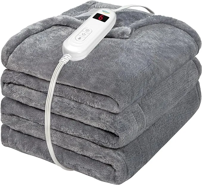 Alljoy Electric Heated Blanket Throw 50 inch x 60 inch Super Cozy Flannel 10 ...