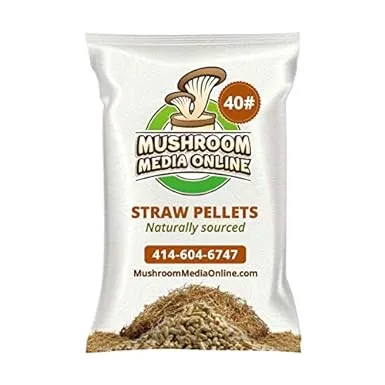 MushroomMediaOnline Wheat Straw Pellets - Great for Mushroom Growing Substrate  Animal Bedding  Litter - High Absorption; 40 Pounds