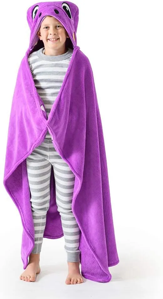 Canoogles Purple Dino Wearable Hooded Blanket for Kids, Blanket Hoodie, Soft, Cozy Hooded Fleece Blanket, Machine Washable, 40" H x 50" W, One SizeCanoogles Purple Dino Wearable Hooded Blanket f…