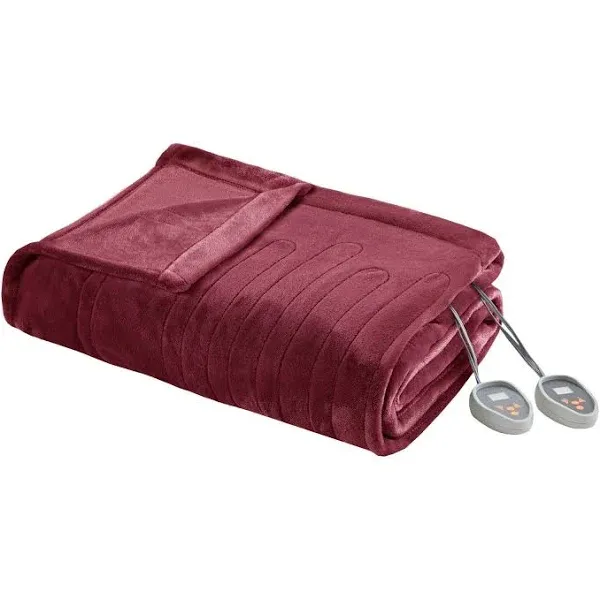 Beautyrest - Plush Heated Blanket - Full - Red