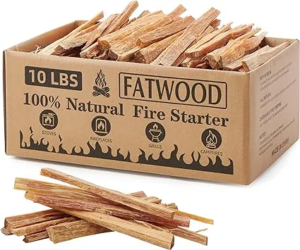 10 Lbs Fatwood Fire Starter Sticks, 100% Natural Kindling, Pine Firewood