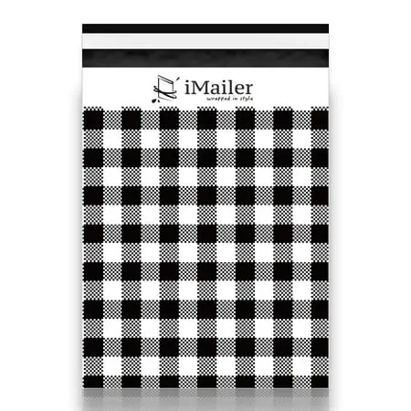 iMailer 100 Count Poly Mailer Black Gingham Plaid Envelope