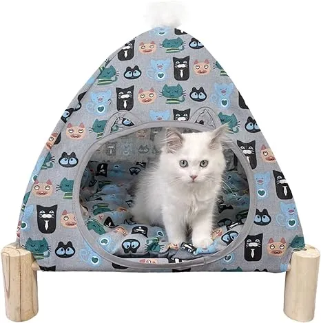 Dog/Cat Tent Bed,Pet Teepee House,Cat Hammock Bed,Removable Portable Indoor/O...