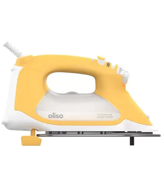 Oliso TG1600 Pro Plus 1800 Watt SmartIron with Auto Lift - for Clothes, Sewing, Quilting and Crafting Ironing | Diamond Ceramic-Flow Soleplate Steam Iron, Yellow