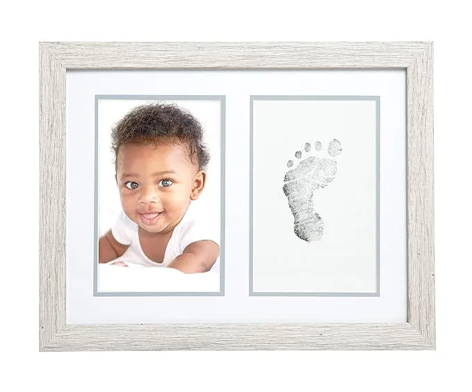 Kate & Milo Rustic Baby Footprint Photo Frame and Ink Kit