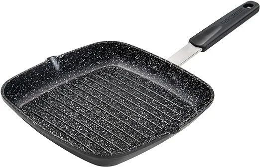 "MASTERPAN Chef's Series 10” Grill Pan With Non-stick Aluminum Cookware and Stainless Steel Chef’s Handle"