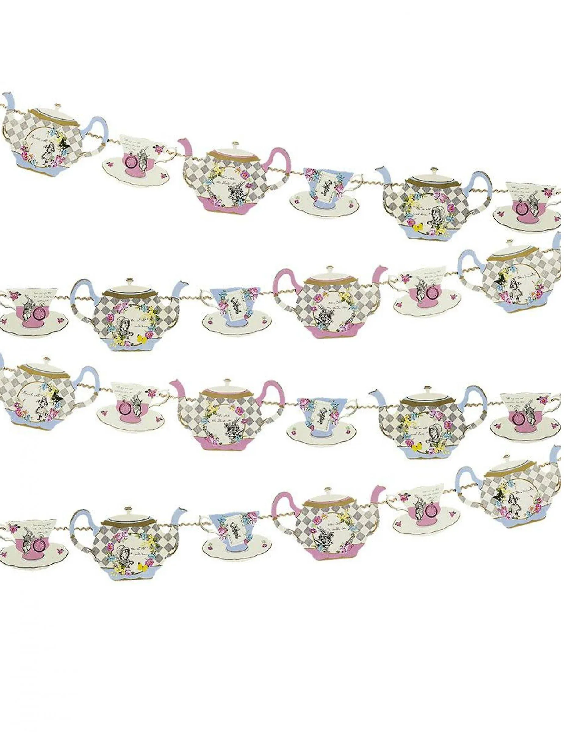 4m Teapot Party Bunting, Alice in Wonderland Theme Party Decorations, Garden Tea Party Decorations, Mad Hatter Tea Party Decorations