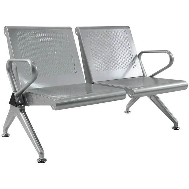 Heavy Duty Steel Office Reception Area Airport Waiting Room Chair 2 Seat Bench