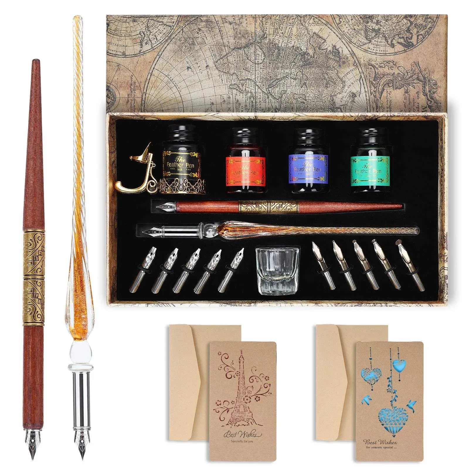 Calligraphy Pens 20 Piece Calligraphy Set for Beginners Handcrafted Glass Dip Pe