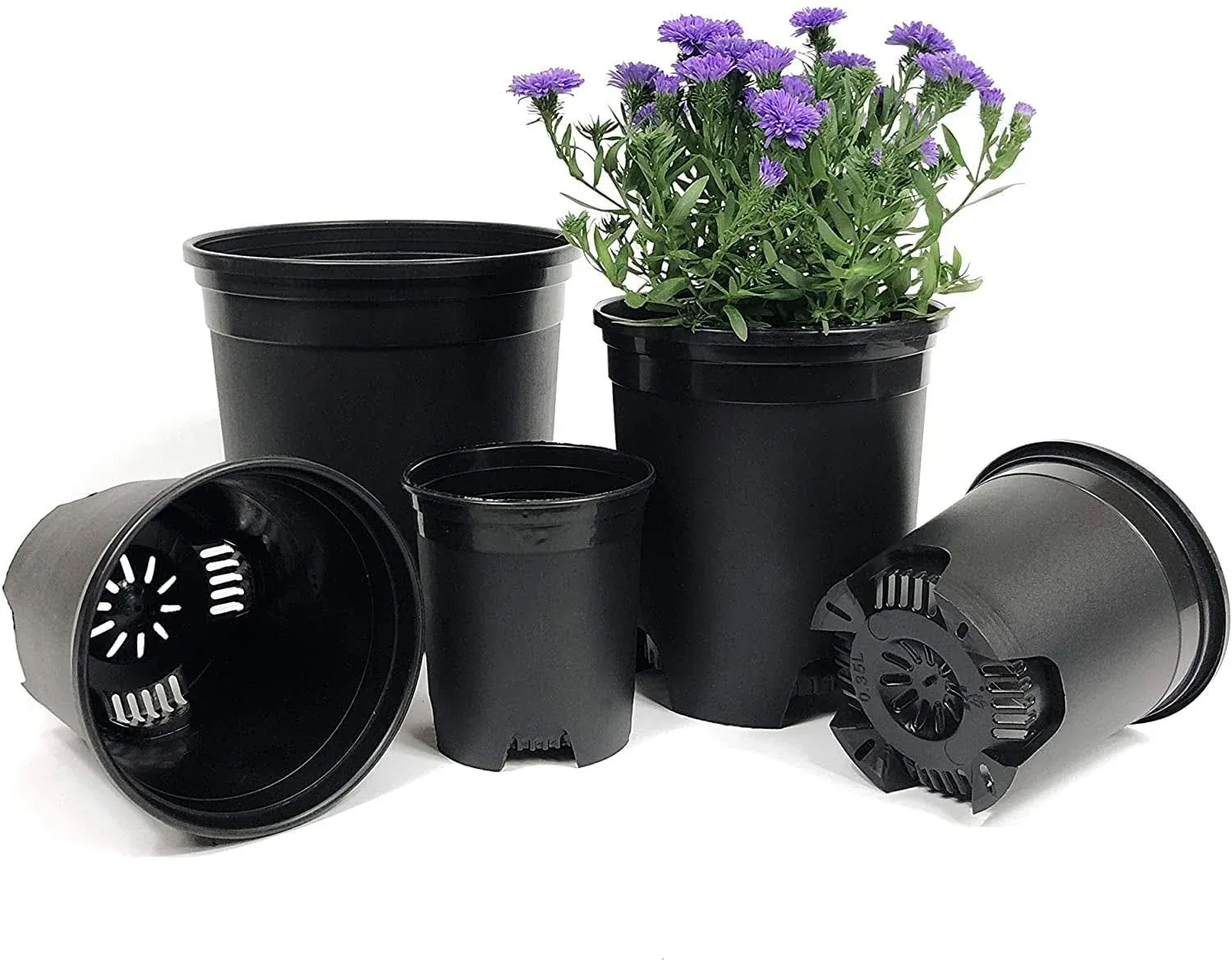 Plastic Plant Pots Nursery Gardening Planters 10 Pack 4 to 7.5 inch Small Medium ...