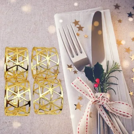 Pack of 6 Christmas Napkin Rings Gold Metal Napkin Ring Napkin Buckles for Wedding Party Dinner Anniversary Table Decoration