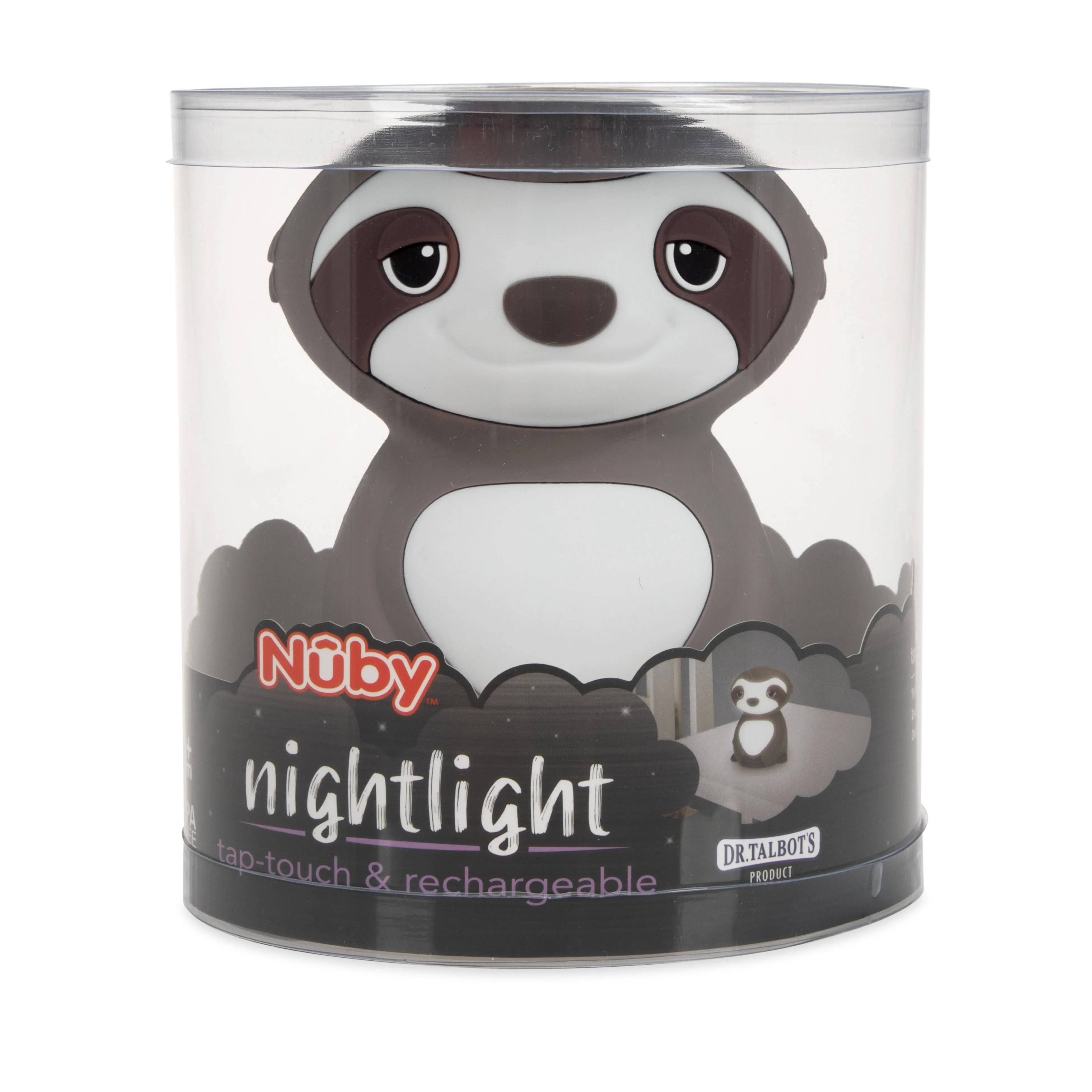 Nuby Sloth Baby Silicone Nightllght, Rechargeable, Color Changing Touch Night