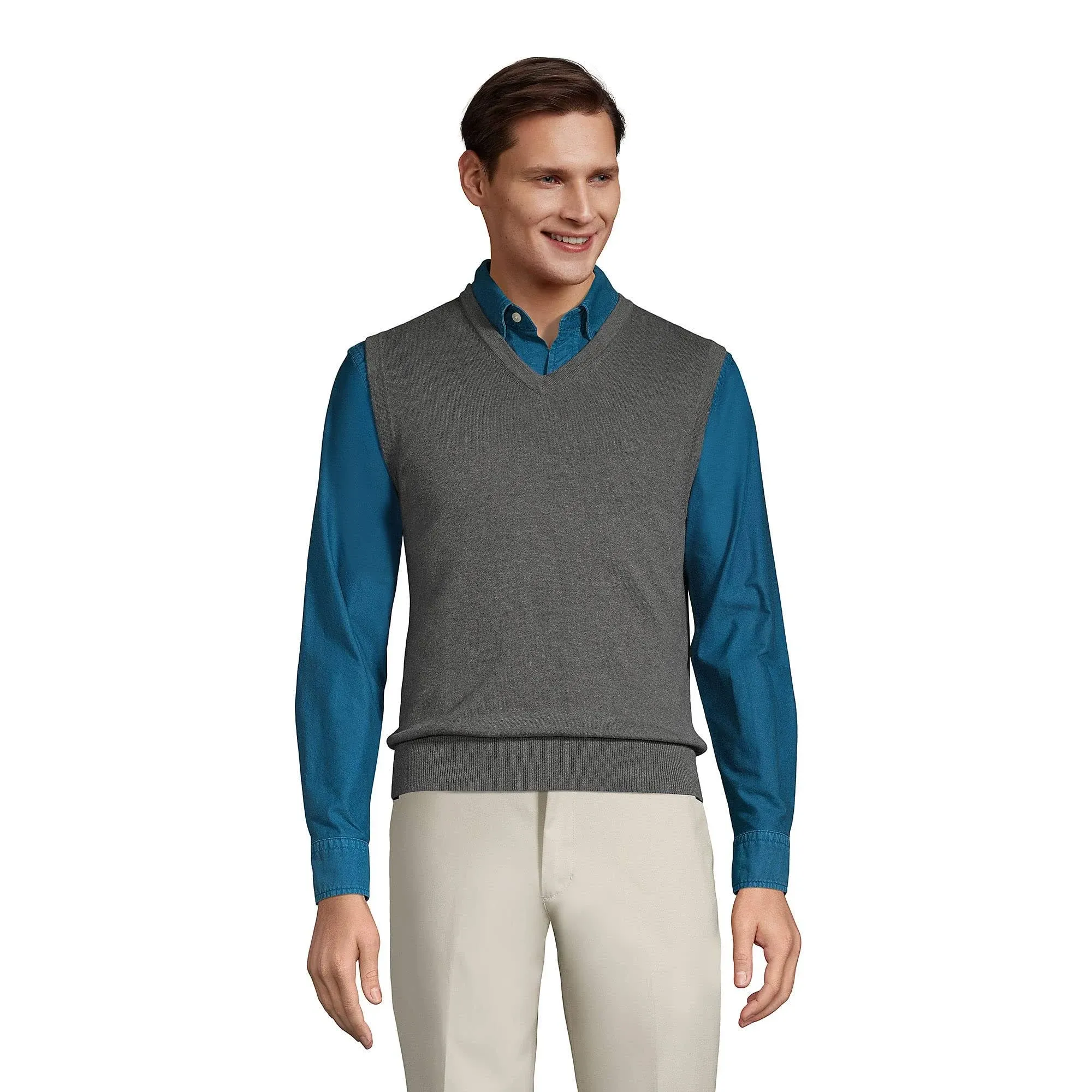 Lands' End Men's Fine Gauge Supima Cotton Sweater Vest