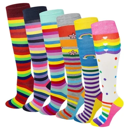 Women's Fancy Design Knee High Socks (6 Pairs)