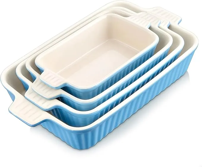 Casserole Dishes for Oven Porcelain Baking Dishes Sets of 4 with Handles Kitchen