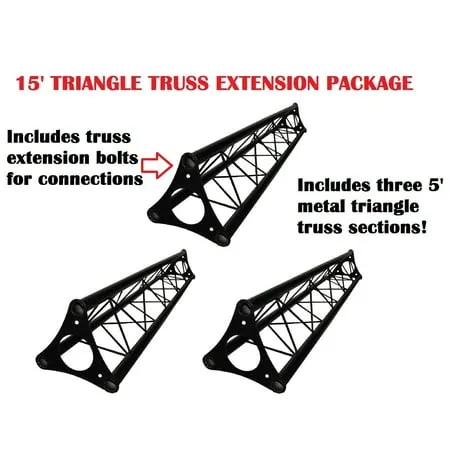 Cedarslink 3X 5ft Lighting Triangle Bolted Truss 15' Span Stand Universal DJ Metal 5'