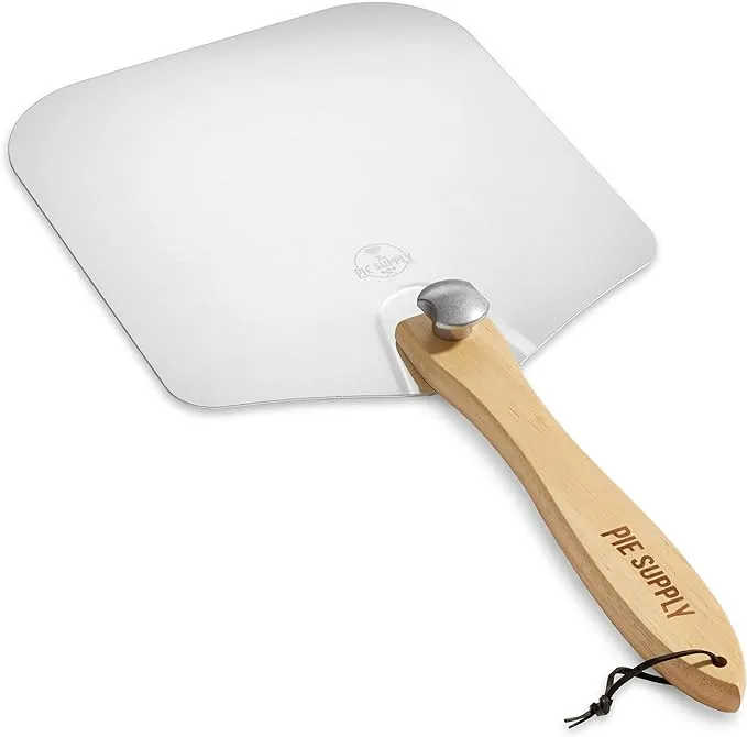 Pie Supply 12 x 14 Aluminum Pizza Peel Paddle w/ Foldable Handle for Baking Oven & Grill