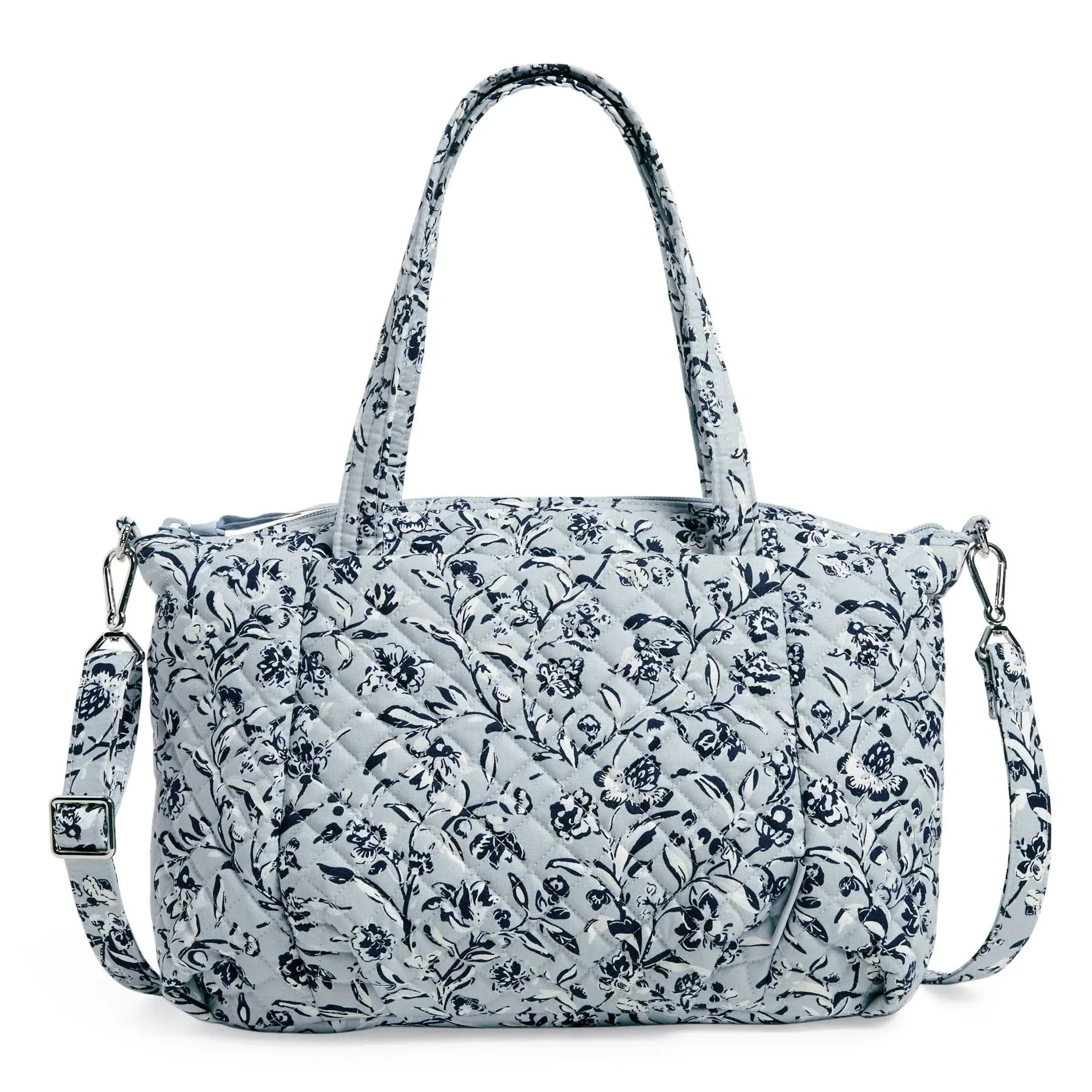 Vera Bradley Women's Cotton Pleated Multi-Strap Satchel Perennials Gray