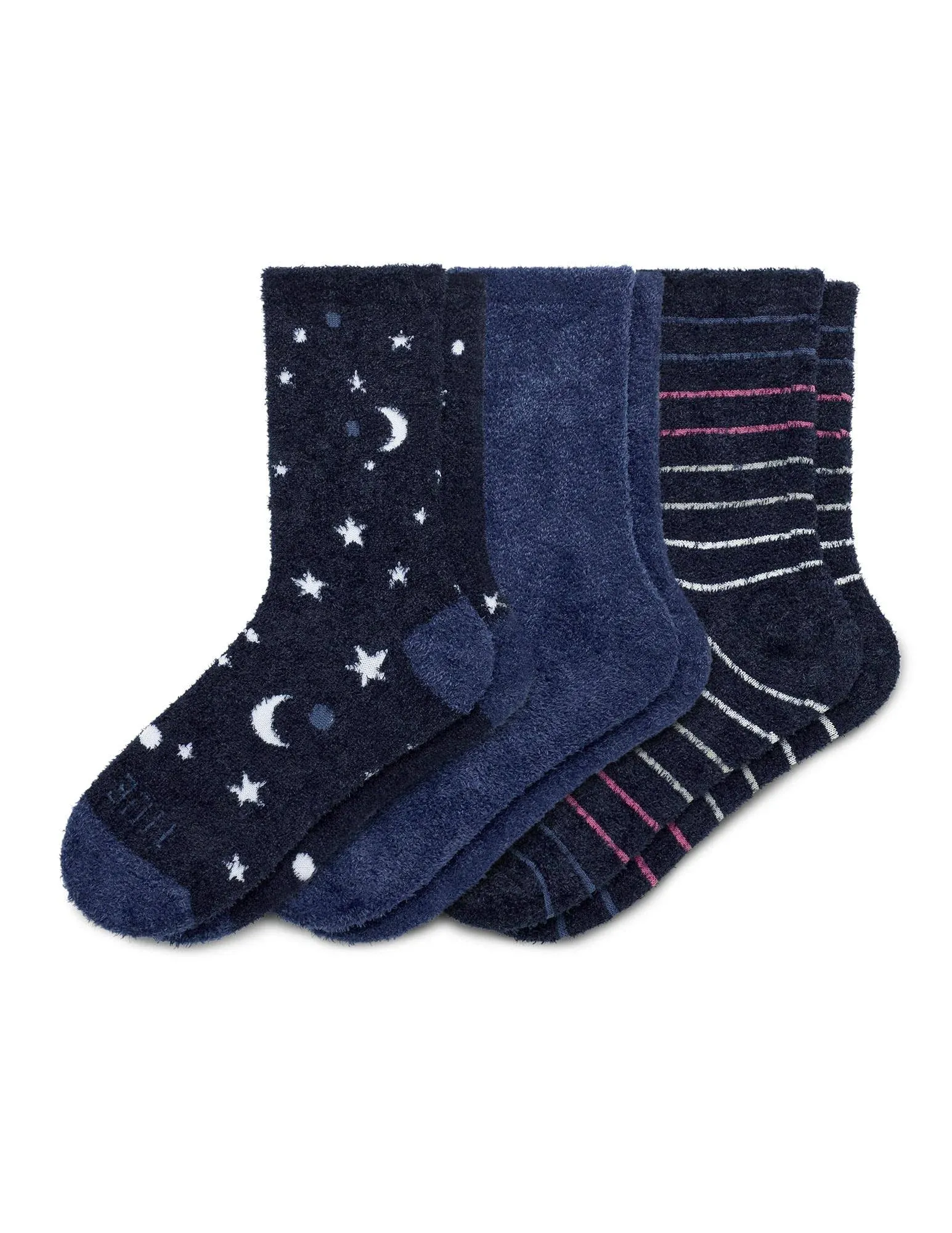 Hue Cozy Velour Socks 3 Pack - Moonlight