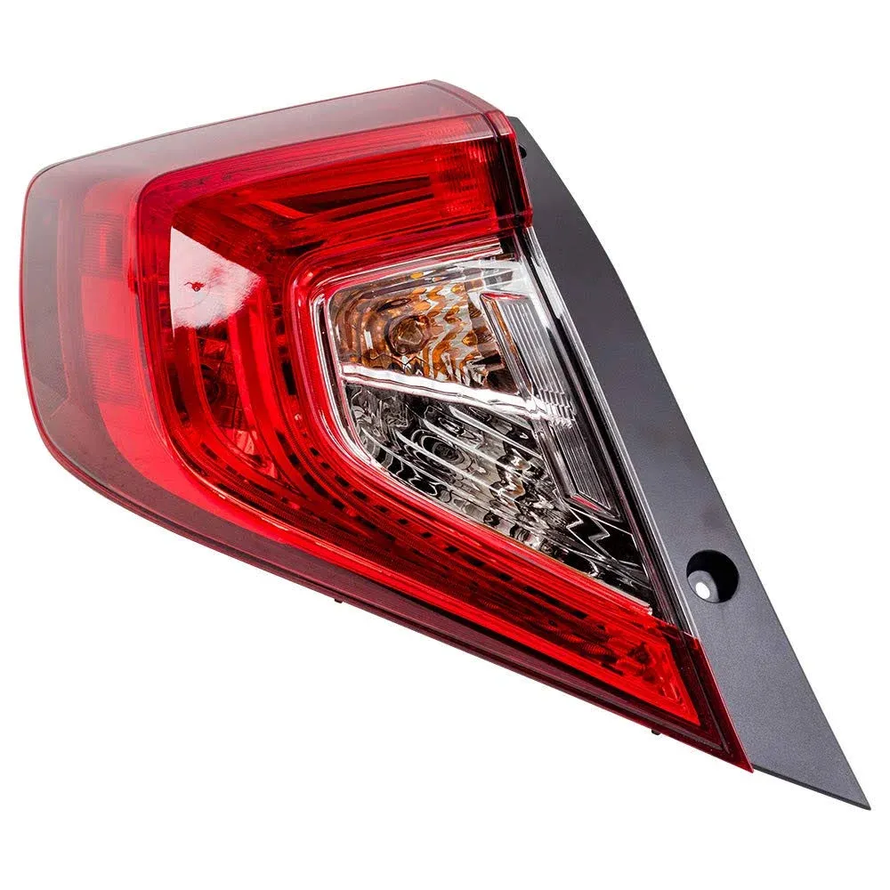 Brock Replacement Drivers Tail Light Quarter Panel Mounted Tail Lamp Compatible with 16-18 Civic Sedan 33550TBAA01