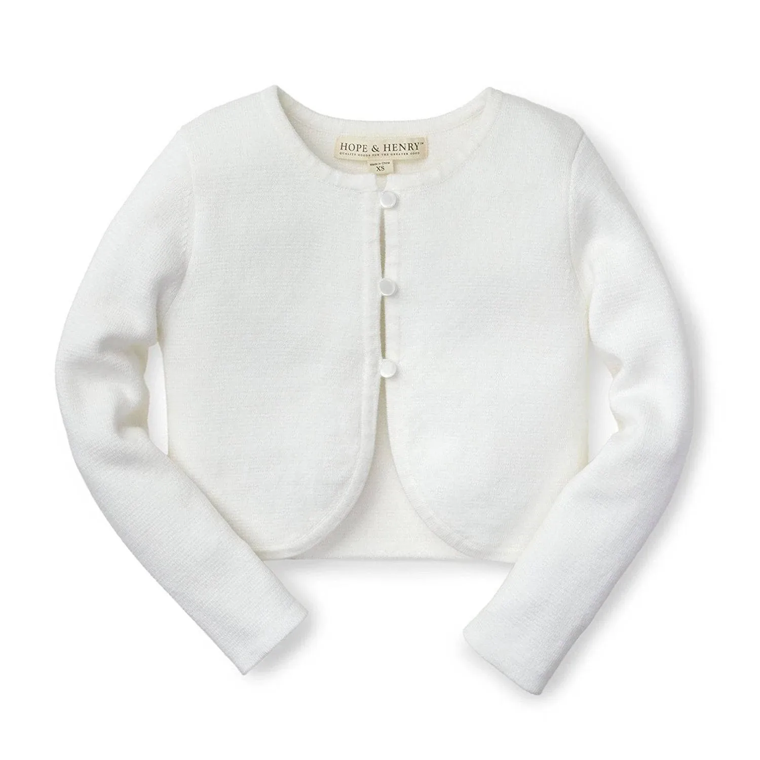 Hope & Henry Girls' Cropped Curved Hem Cardigan