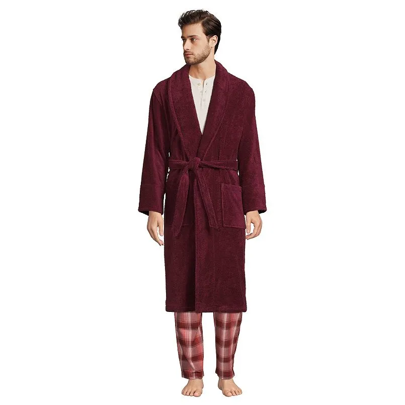 Lands' End Men's Calf Length Turkish Terry Robe