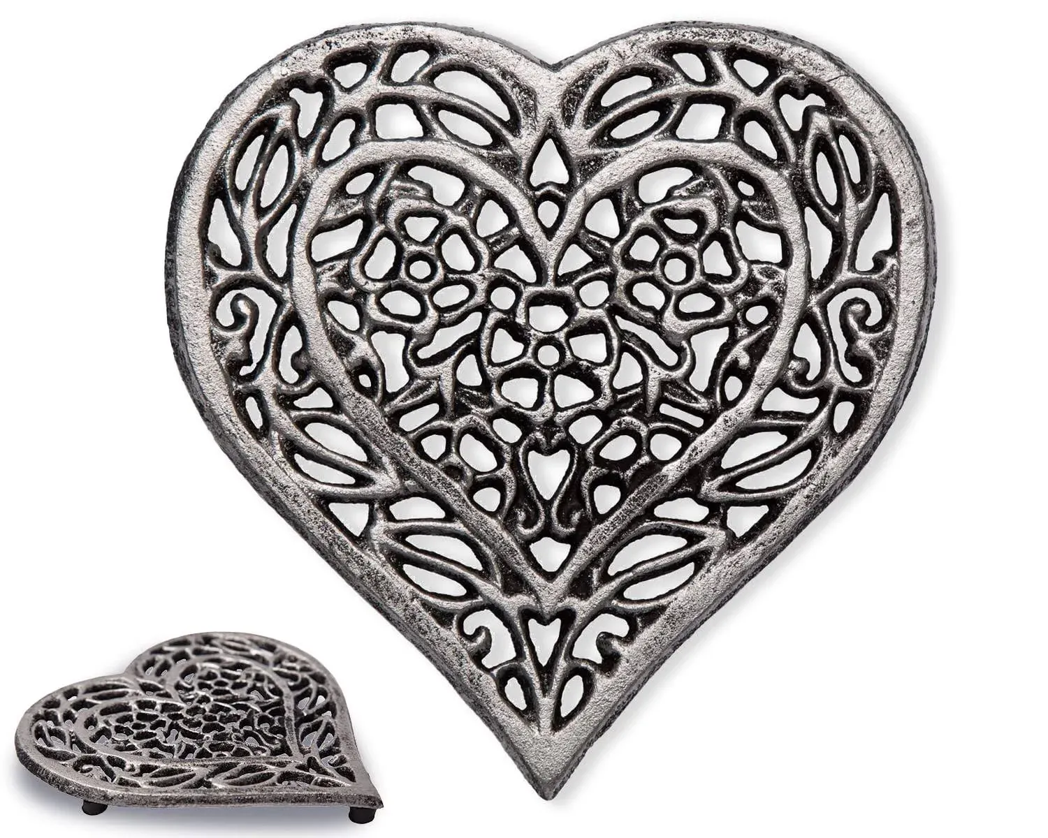 Cast Iron Heart Trivet | Decorative Cast Iron Trivet for Kitchen Countertop O...