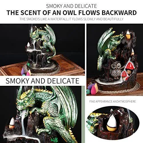 Zvaiuk Dragon Backflow Incense Burner,2 Sided Mountain Waterfall Incense 