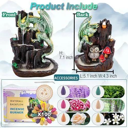 Dragon Backflow 2 Sided Mountain Waterfall Incense Burner,fountain