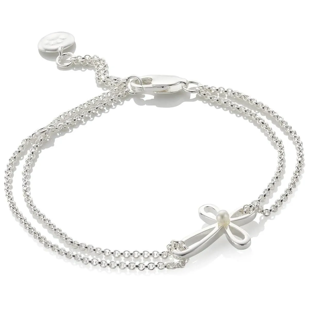 Baby Crystals Delicate Baptism Pearl Bracelet for Girls, Sterling Silver Cross ...