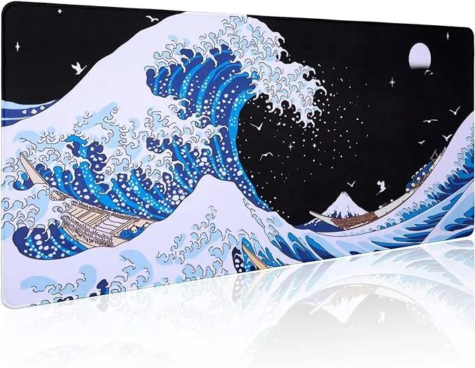 Sea Wave Japanese Art Mouse Pad Gaming XXL Full Desk Mat Extra Large Long Ext...