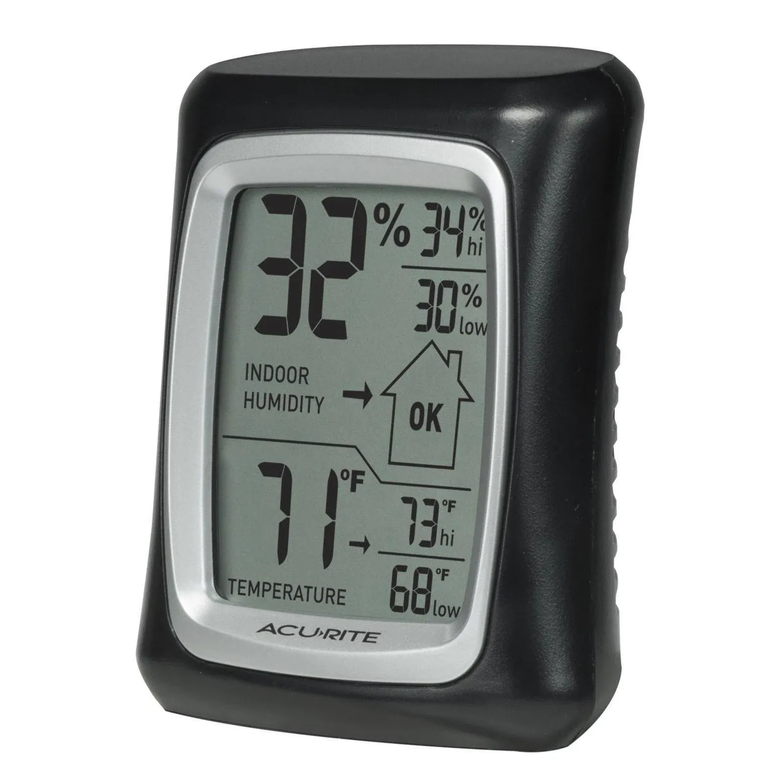 Acurite 00325 Indoor Thermometer &amp; Hygrometer with Humidity Gauge, Black, 0.3