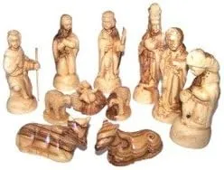 Holy Land Market Olive Wood Deluxe Nativity Set - Detailed 12 Piece Christian Artisans Masterpiece from Bethlehem | Inspirational Christmas Decorations Indoor & Table Decor