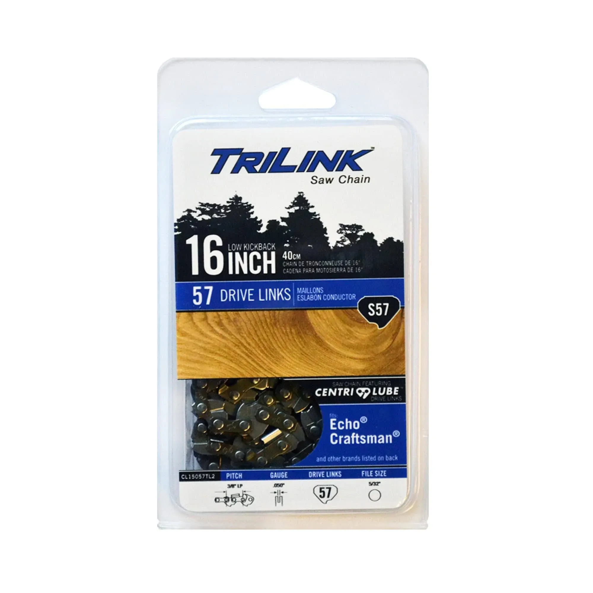 TriLink Saw Chain 16 in. 57 Link Semi Chisel Chainsaw Chain