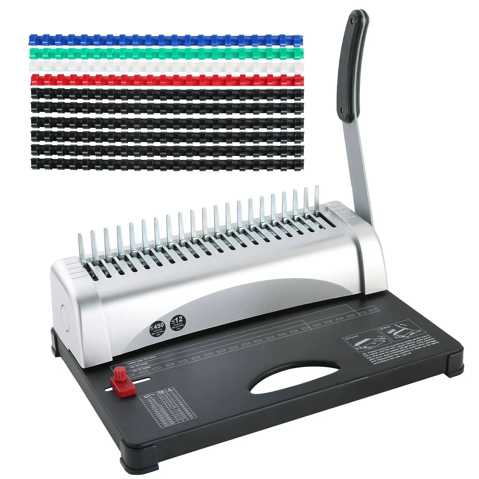 Flk Tech Binding Machine with Starter Combs Set for A4-21 Hole / 450 Sheets Paper Punch Binder