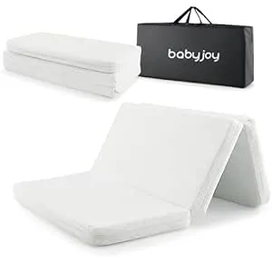 "BABY JOY Pack and Play Mattress Pad, Dual Sided Foldable 38''x26'' Baby Mattress w/Carrying Bag"