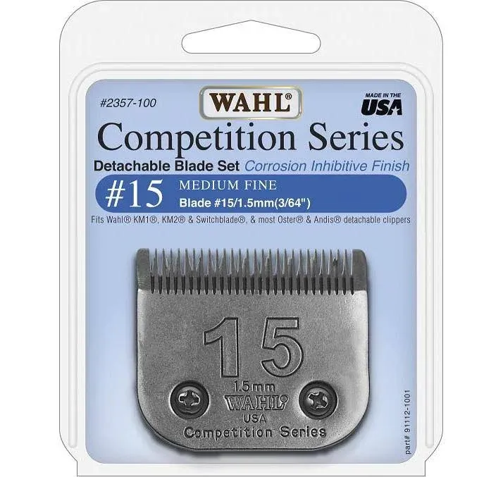 Wahl Professional Animal Competition Series Detachable Blade - 3/64-Inch Cut Length, 15 Medium Fine (2357-100)