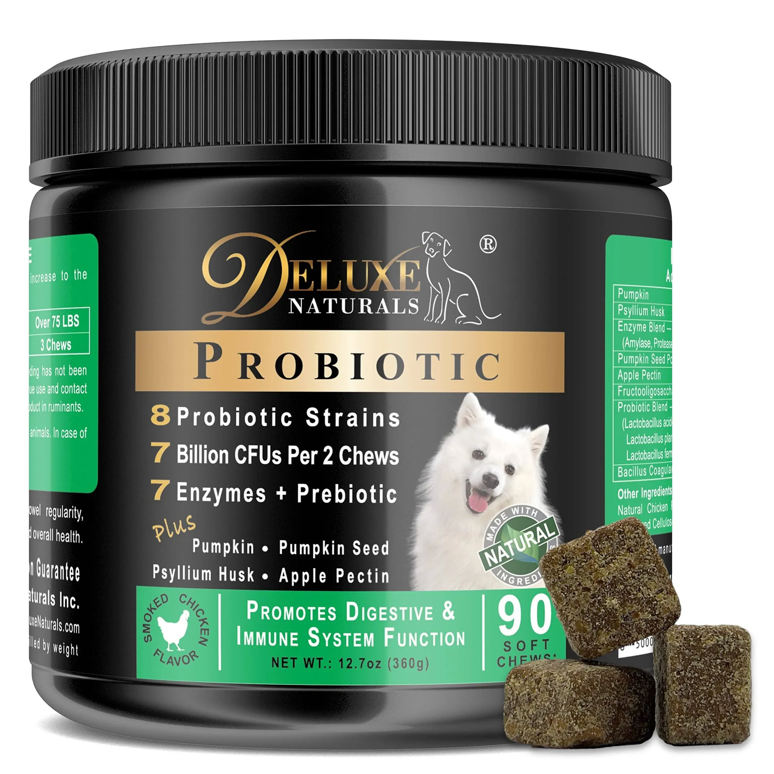 Deluxe Naturals Probiotics for Dogs | All-Natural Dog Probiotic Soft Chews with ...