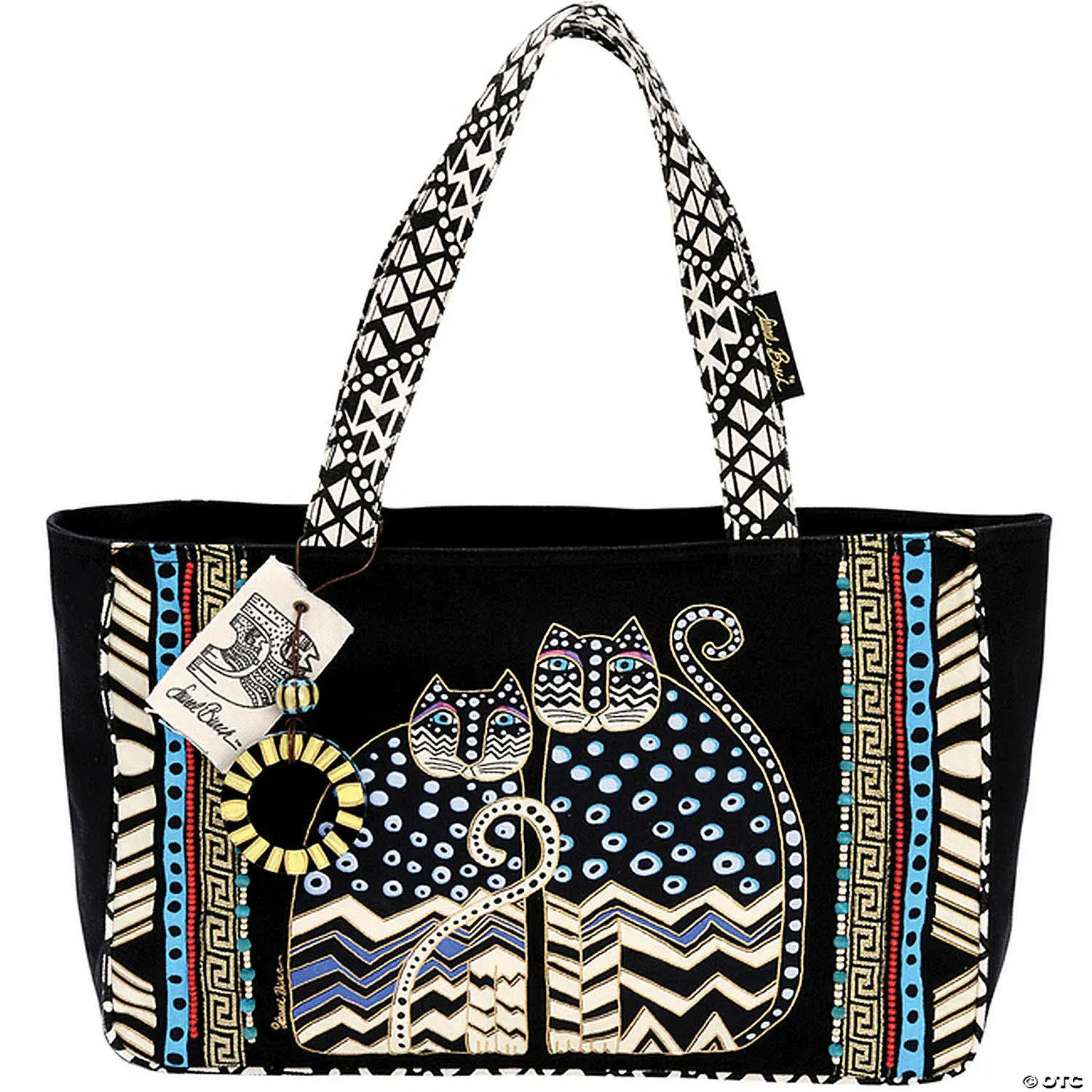 Laurel Burch Medium Tote with Zipper Top Spotted Cats